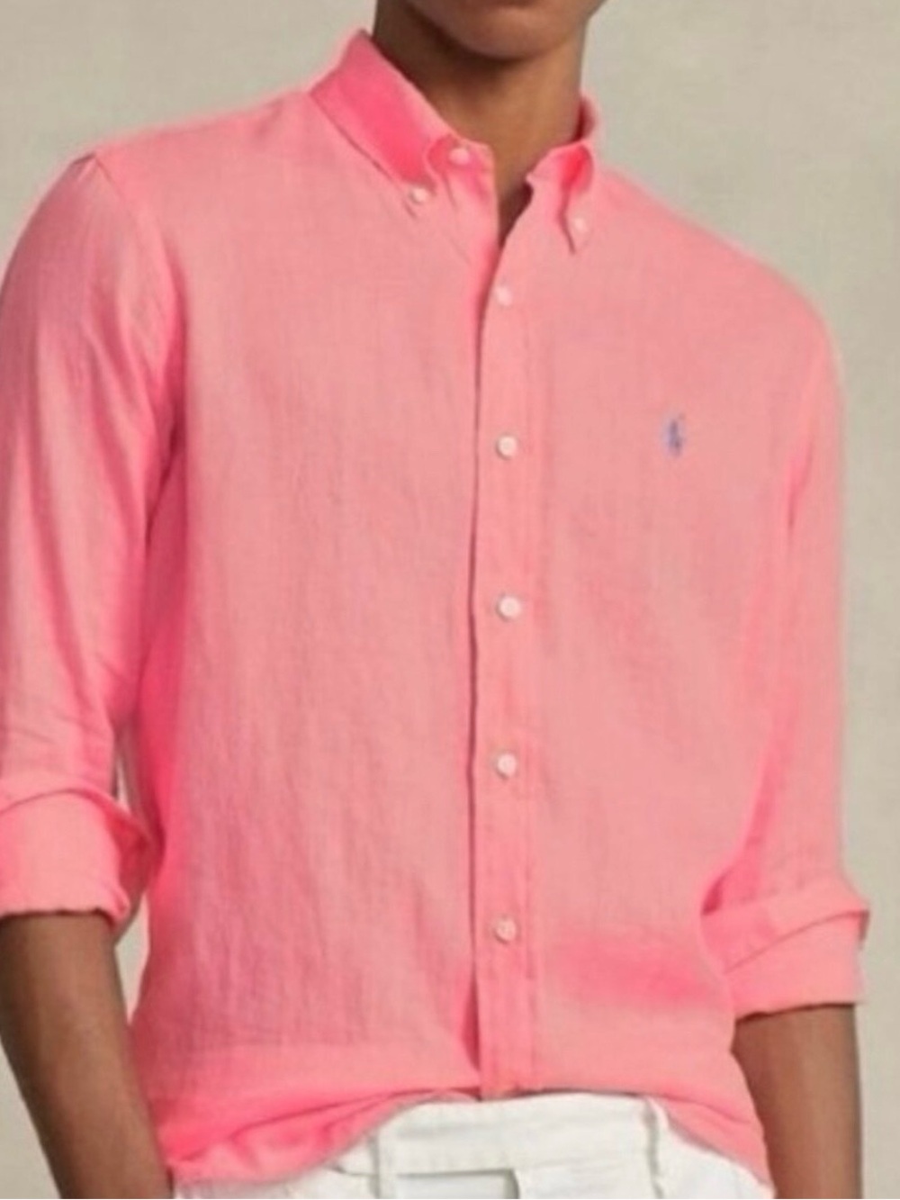 POLO RALPH LAUREN Linen Classic Fit Button Down Long Sleeve Shirt MEDIUM NWT